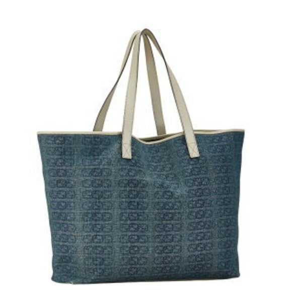 Gucci GG denim tote bag Shoulder Bag blue white leather - Picture 2 of 8